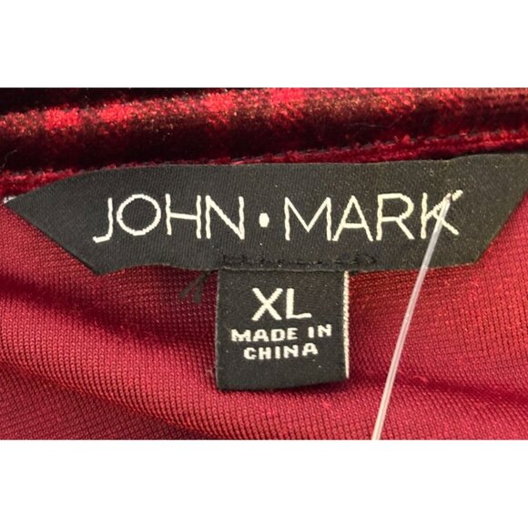 John Mark Red Plaid Velour Tunic Shirt Button XL - Picture 5 of 5